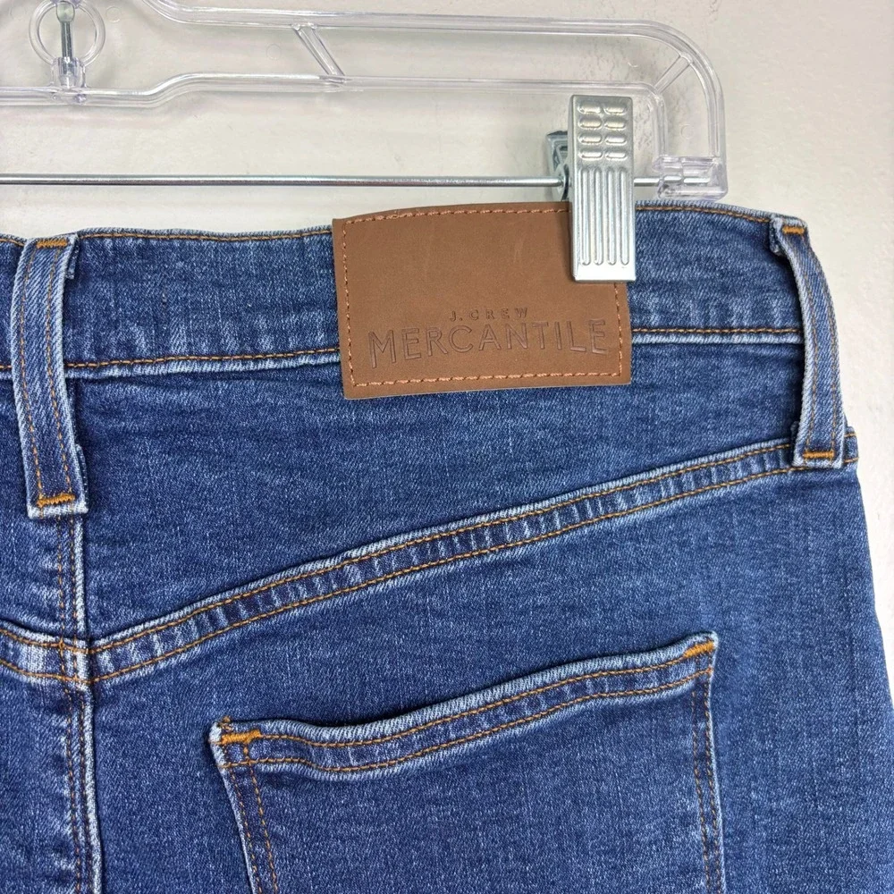 J.Crew Mercantile Denim Mini Skirt Raw Hem Blue Jean Casual Boho Size 4